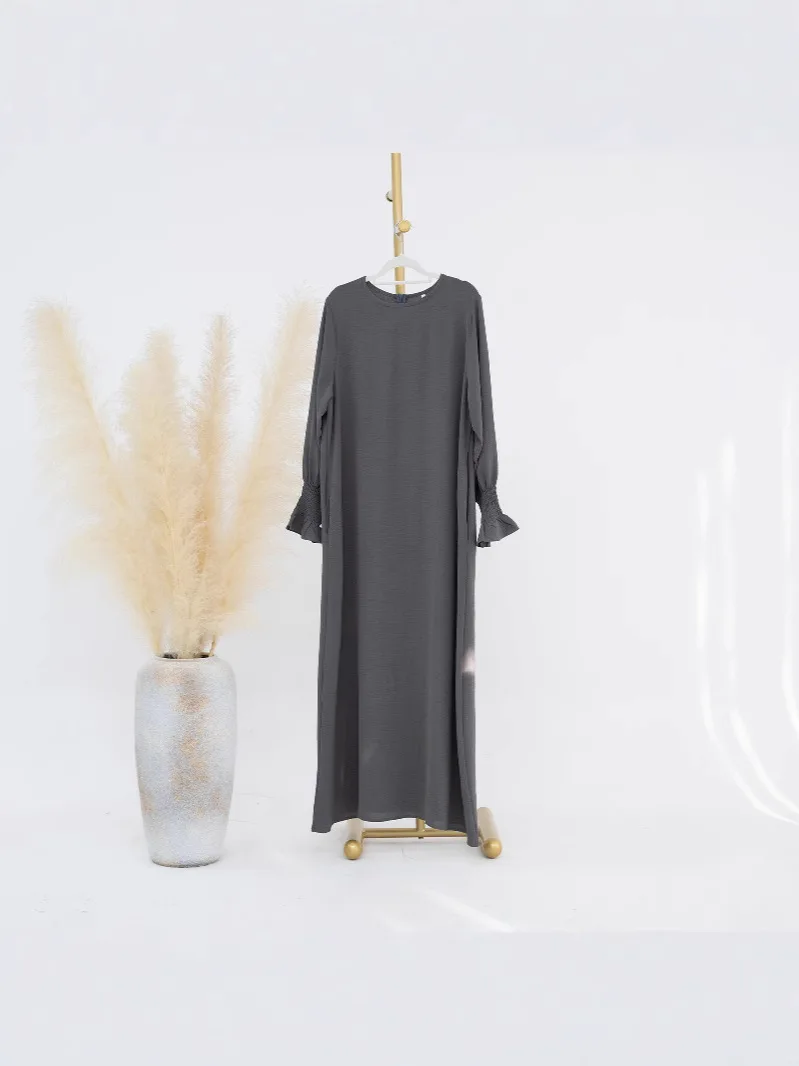 

Elegant Abaya Long Sleeve Maxi Abaya Plain Modest Casual Abaya Dubai Turkey Muslim Dress For Women Arabian Kaftan Robe