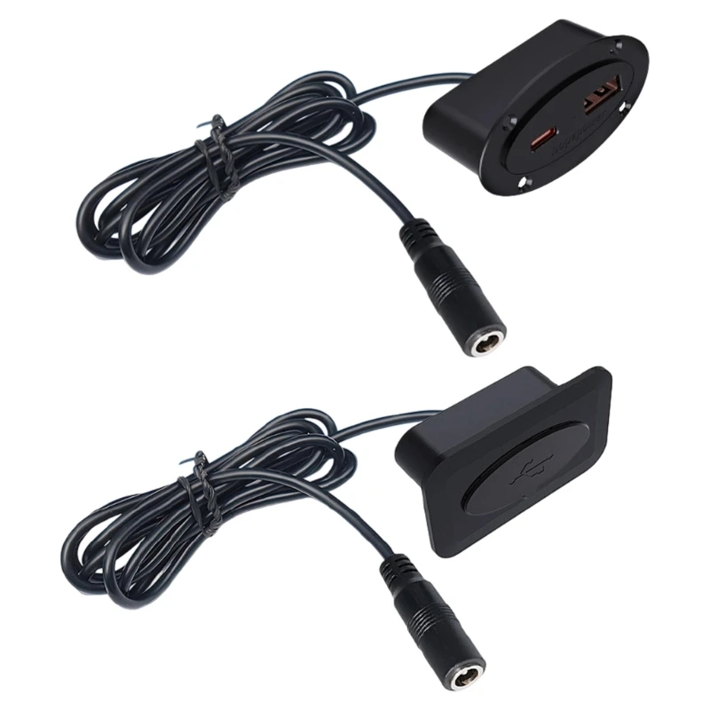 Table Power Sockets 5.5*2.1 to USB+Type-C Outlet Embedded Power Bedside Table Office Desktop Extension Cord Socket