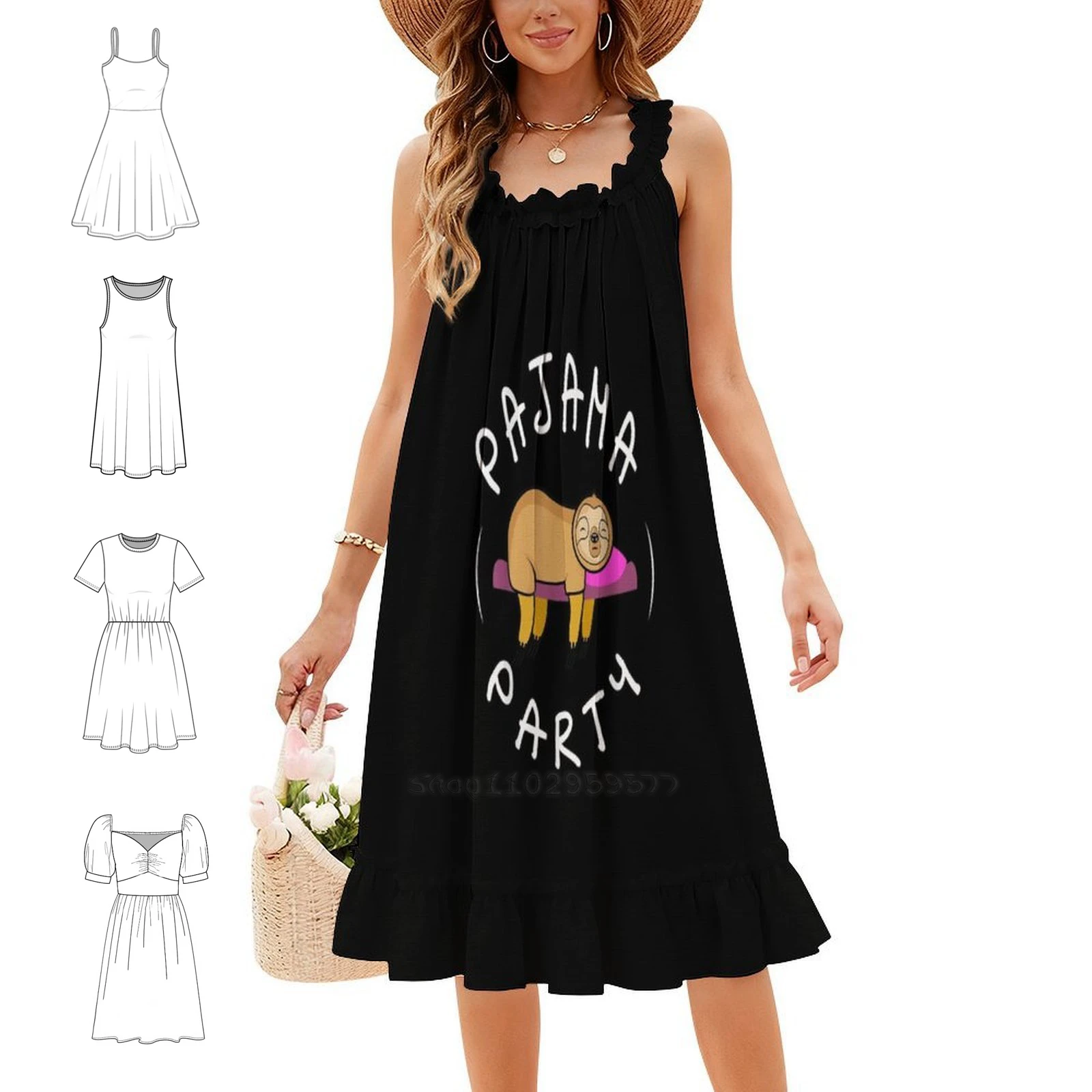 Lazy Slow Fatigue Sleeping Slow Animals Sloth Korean Style Dress For Women Elegant Casual Dress For Party Or Daily Wear Lazy