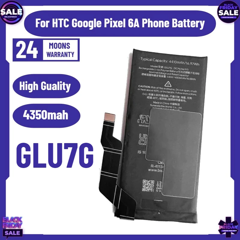 New 4350mah GLU7G Battery For HTC Google Pixel 6A Phone Battery Replacement