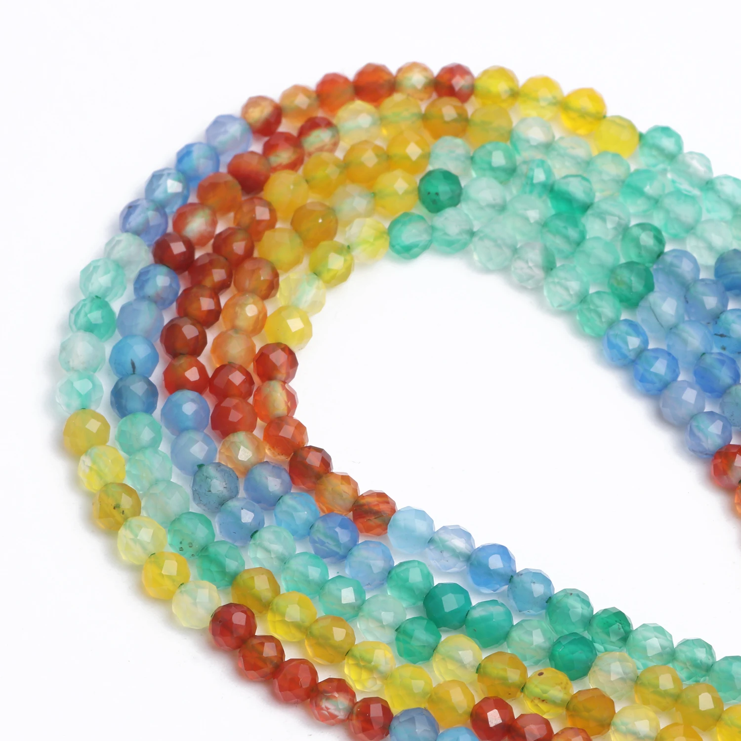 3mm Natural Mix Gems Round Faceted Stones Loose Spacer Waist Beads Charm Handmade For Jewelry Making Diy Bracelet Necklace Craft