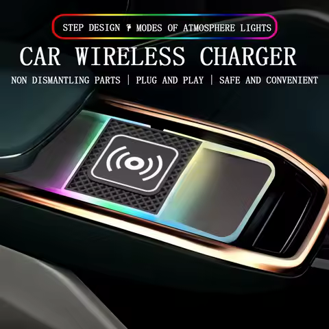 30W RGB Light Car Wireless Charger Pad for iPhone 15 14 13 12 11 Samsung S23 S22 Xiaomi Fast Wireless USB-A Phone Charging Pad