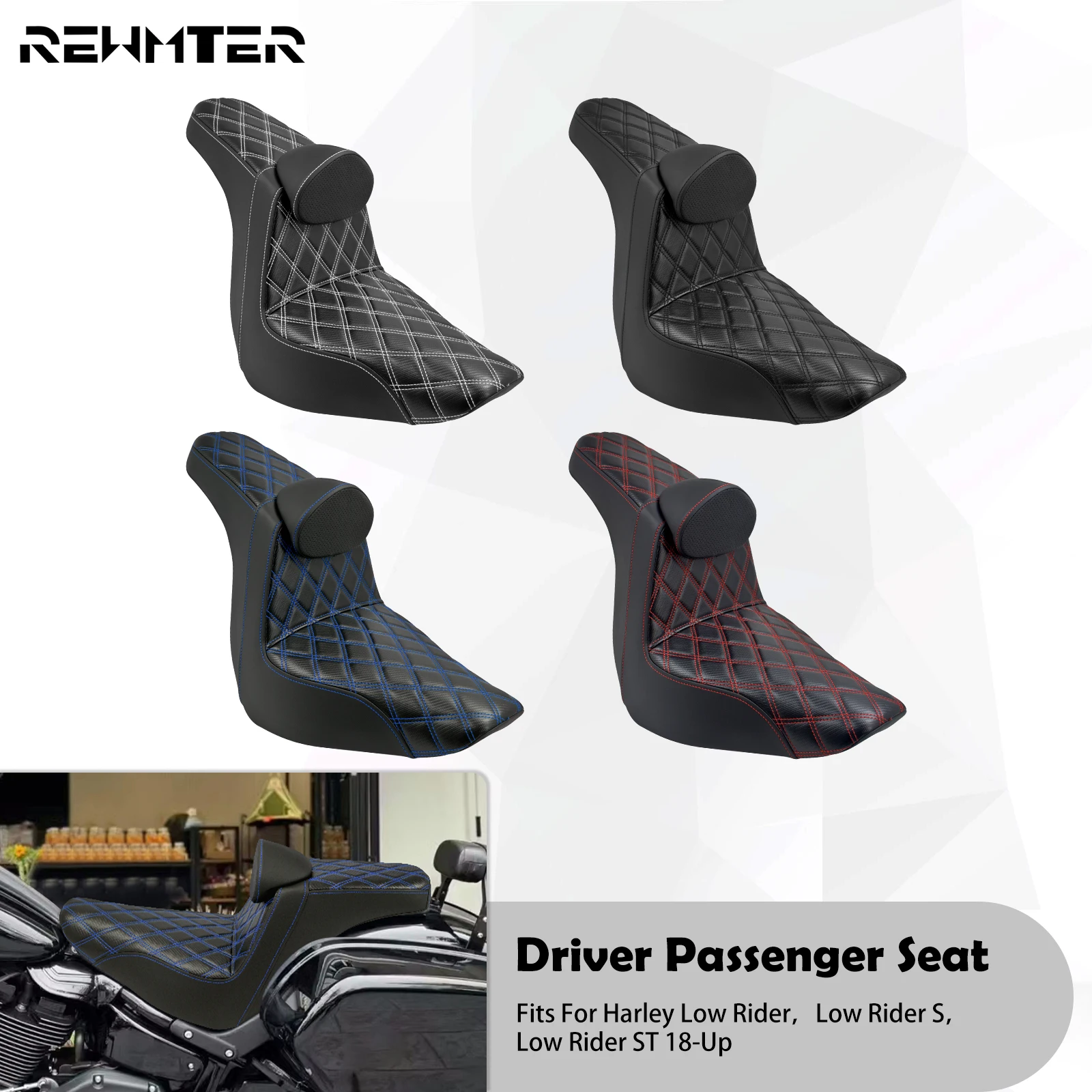 Motorcycle Two-Up Driver Passenger Seat With Backrest Cushion Front Rear Seat For Harley Softail Low Rider FXLRST FLSB 2018-Up