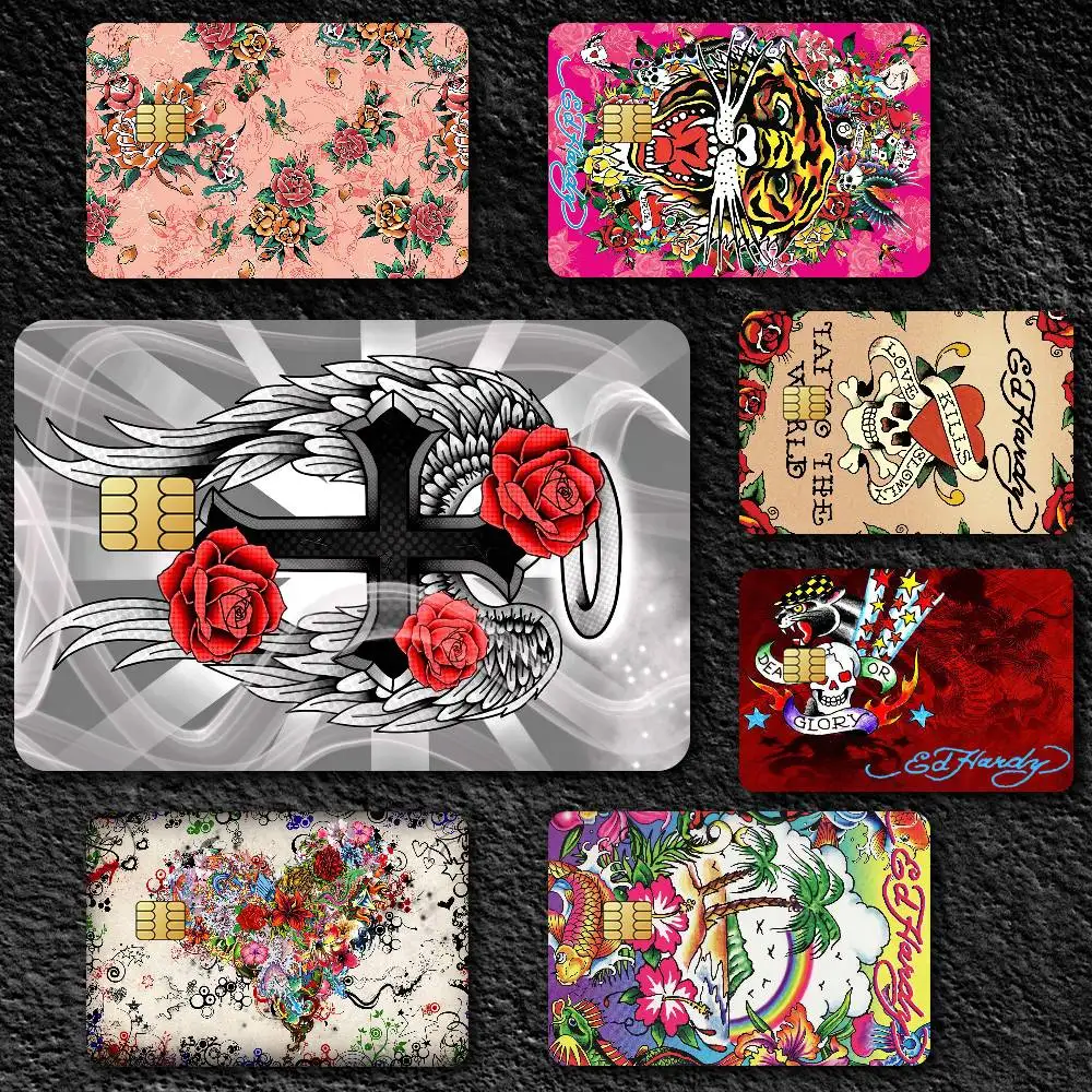Fashion E-Ed Hardy Credit Card Skin Stickers for Bank Card Bus Metro Card Sticker Waterproof Gift