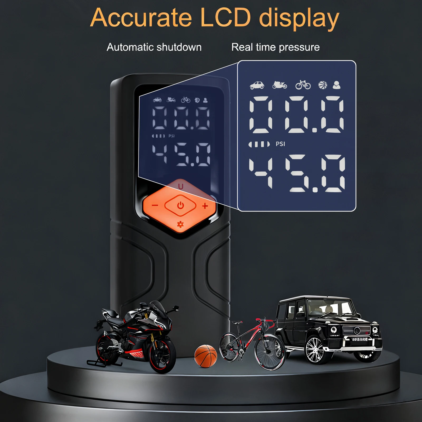 

3000mAh Car Air Compressor Portable Tire Air Pump 150PSI LCD Digital Display Electric Airpump with Lamp for Balls Motorcycles