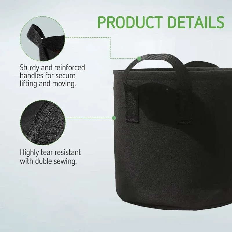 

Gallon Black Fabric Flower Pot Planter Garden Plant Grow Bags Portable Vegetable DIY Potato Garden Pot Plant Eco-Friendly