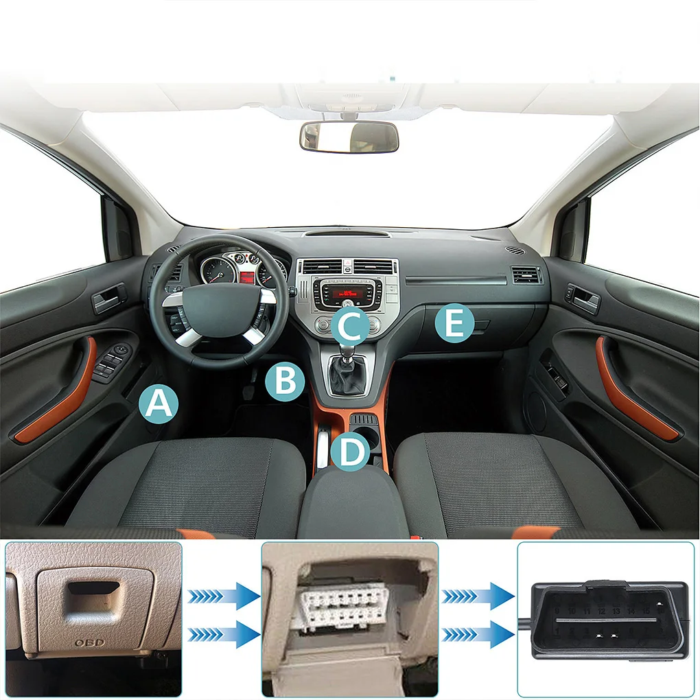 USB OBD to Type-C OBDII Adapter Hardwire Charger Cable 24 Hours Surveillance & Acc 2 Mode with Switch Button Low Voltage Protect