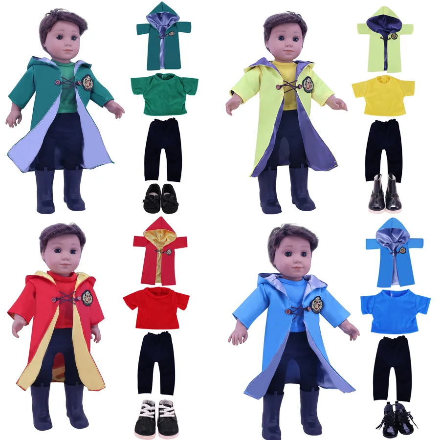 

Suitable For 18 inch/43cm Doll Reincarnation Doll Clothes Cool Windbreaker Short Sleeved Jeans Leather Shoes Set Children's Gift