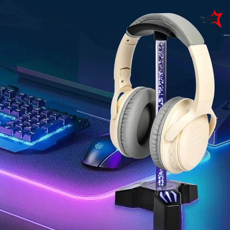 Adjustable RGB Light Headphone Support Rack Multi USB Port LED Glow Desktop Station For E-sports Over-ear Headset Display Cradle