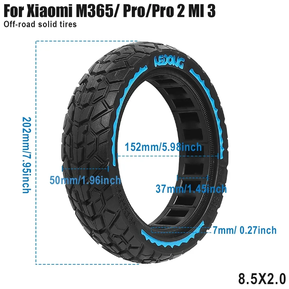 8.5x2.0 Off-Road Solid Tires for Xiaomi M365 Pro 1S Pro2 Mi3 Wear-resistant Puncture-proof 8.5 Inch Tire Electric Scooter Parts