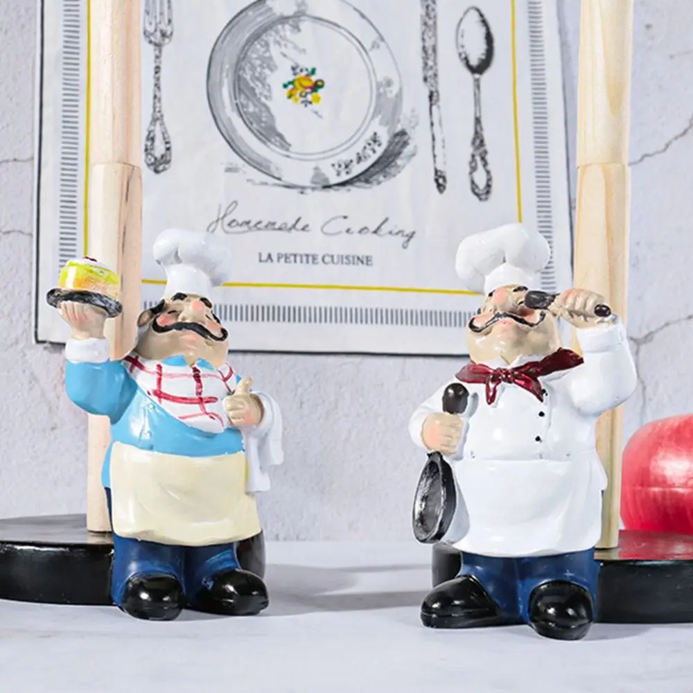 Creative Chef Figurine Paper Roll Holder Mini Exquisite Double-Layer Paper Towel Holder Durable Kawaii Resin Chef Paper Holder