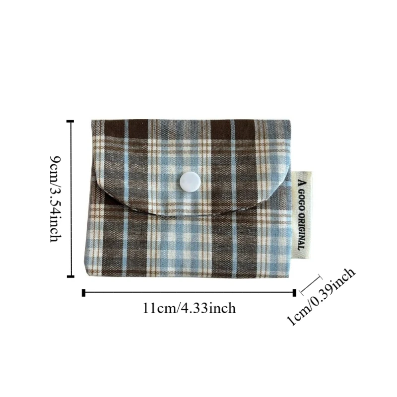 Canvas Retro Plaid Coin Purse Zipper Purse Korean Style Mini Cash Wallet Multifunctional Coin Purse Cloth Envelope Wallets