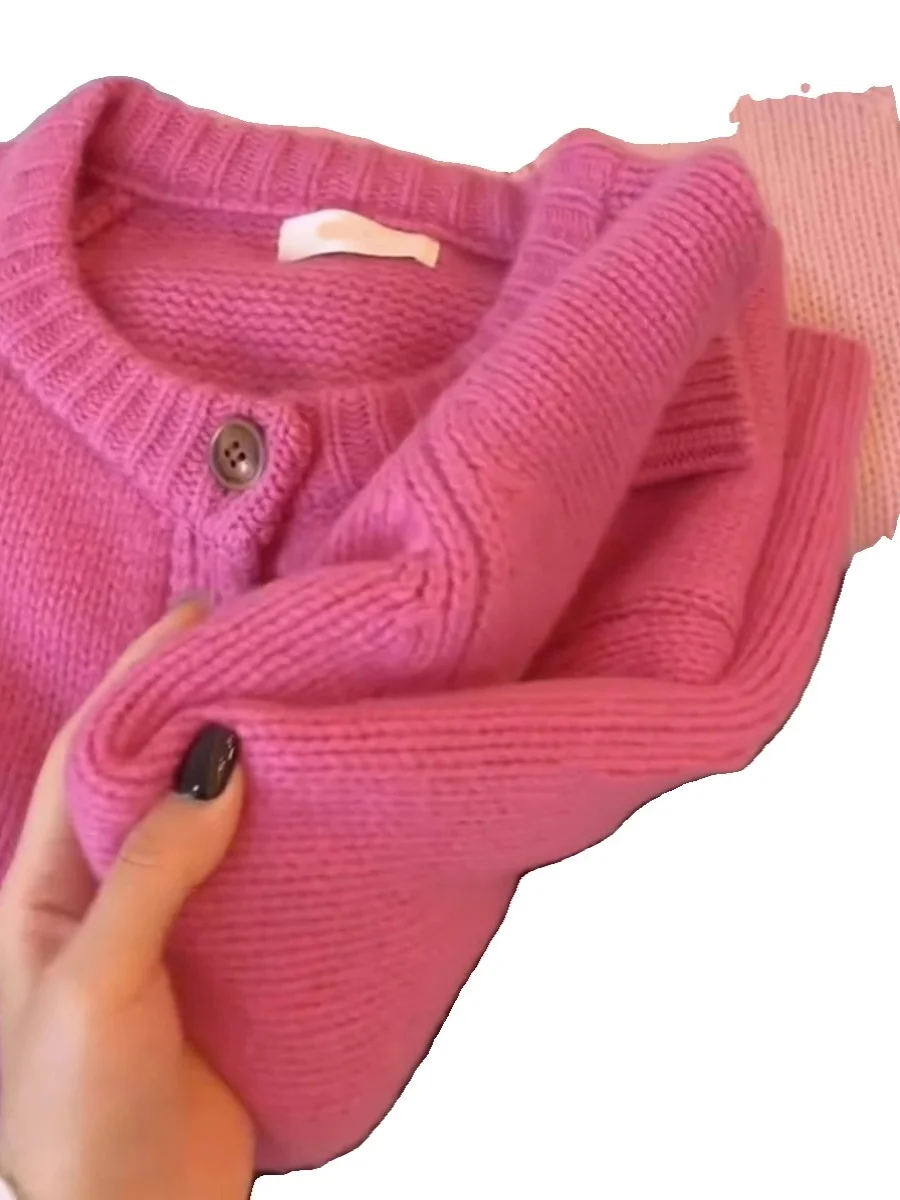 Rosa Bärenfell, weich, gemütlich, faul, rund, ne-Strickpullover, Damen-Herbst-Winter-Oberbekleidung, Strickjacke, lang, Sve Thermal, normale Passform