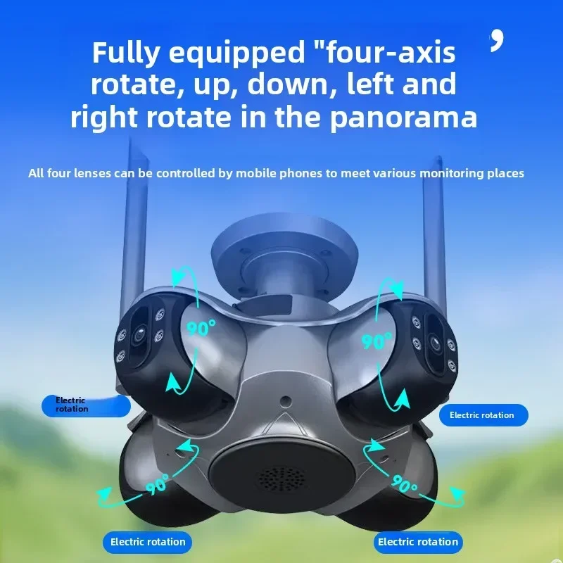 4K Wifi PTZ Panoramic Security Camera Outdoor 5 Lens 5 Screens Color Night Vision CCTV Wireless CCTV Video Surveillance Camera