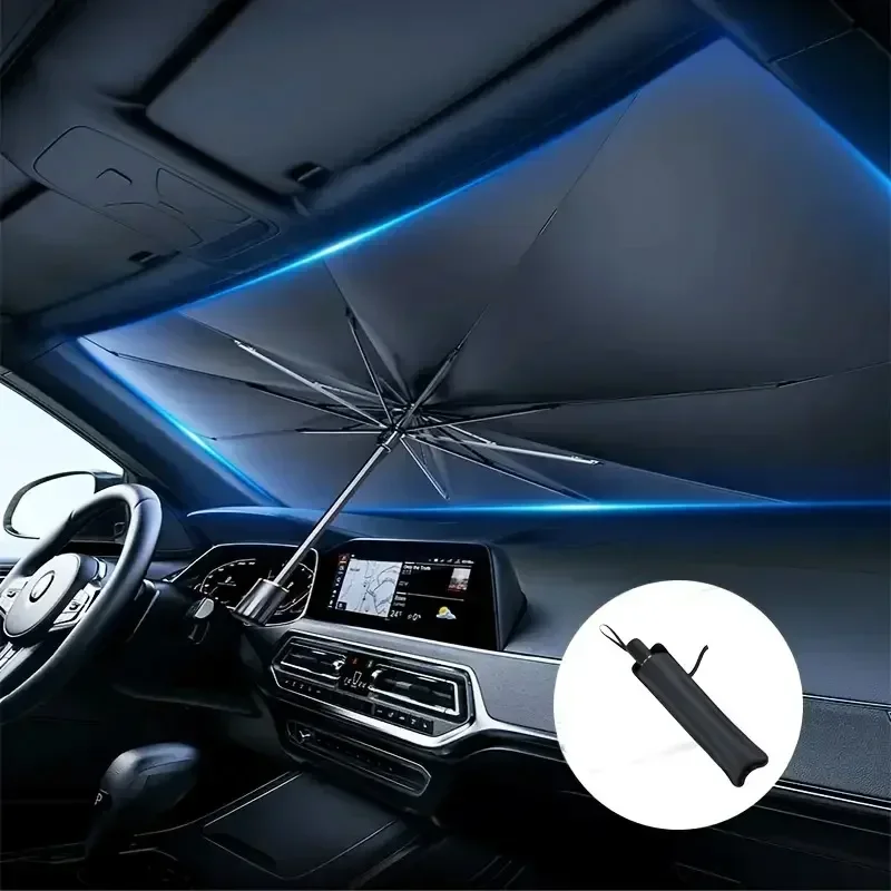 

1pcs Itanium Silver Car Sunshade, Front Windshield Sunshade, Summer Car Sunshade, Protect Your Car from the Sun with This Portab