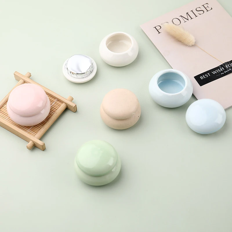 1PC Macaron Ceramic Nail Art Cup With Lids For Nail Art Powder Washing Pen Jar Dish Lid Bowl Cup Holder Equipment Nail Art Tools