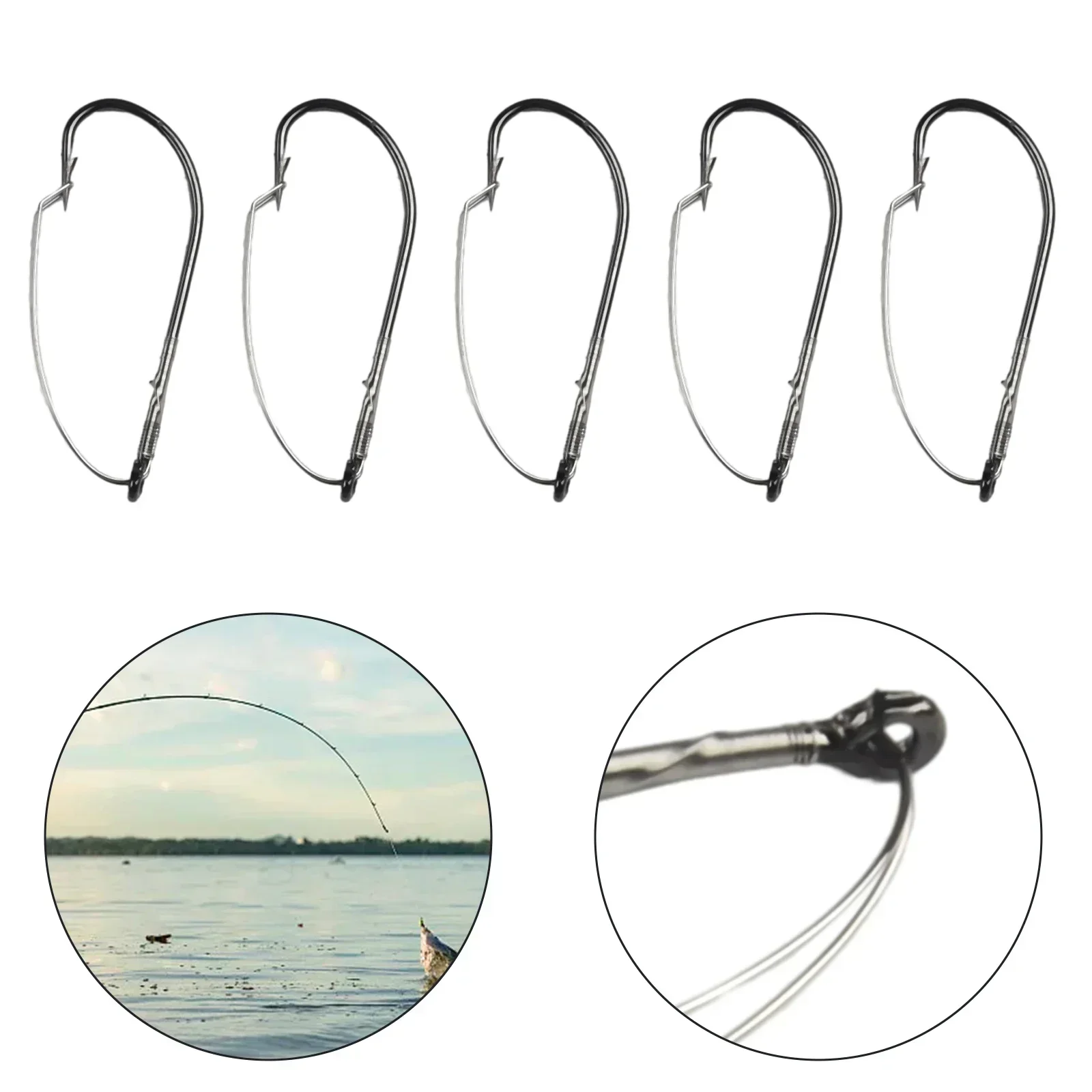 

10PCS High Carbon Steel Weedless Barbed Fishing Hook Bass Single Worm Hook Lure Bait Holder Outdoor Tools Accessories