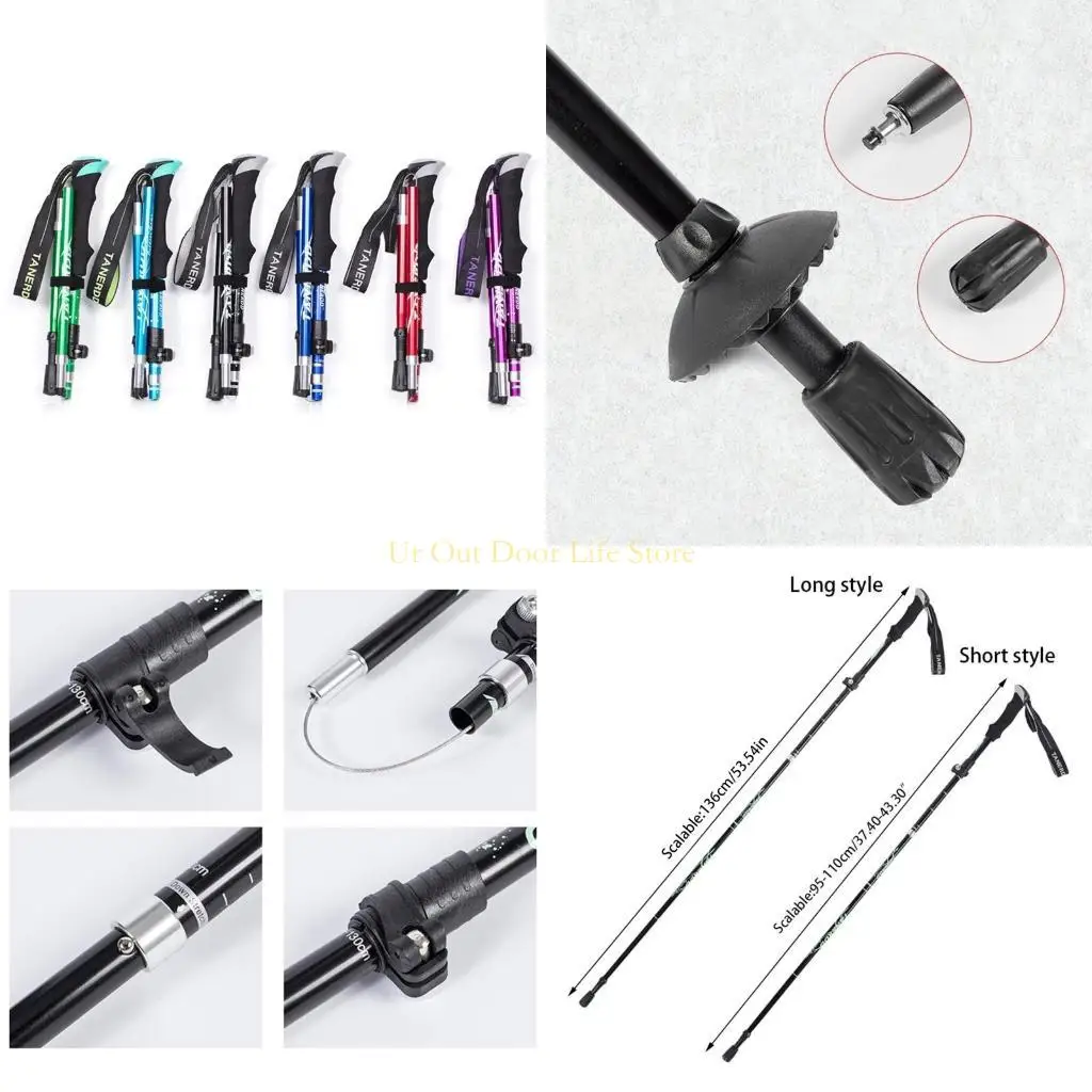 

77UF 5-Section Outdoor Fold Trekking Poles Portable Ultralight Aluminum Walking