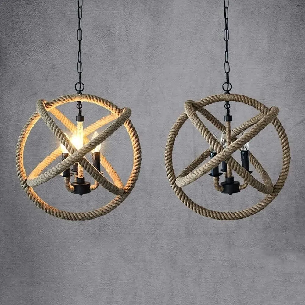 

35/40CM Industrial Pendant Light Hemp Rope Indoor Lamp Vintage Hanging Lamp for Living Room Dining Room Home Suspended Luminaire