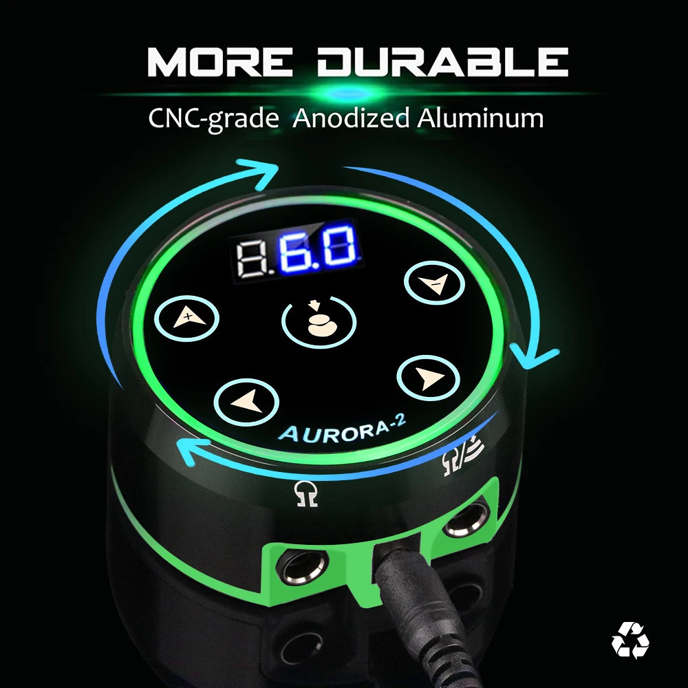 アートメイクマシン AURORA-2 Professional Tattoo Power Supply – Aurora 2 Black LED Display