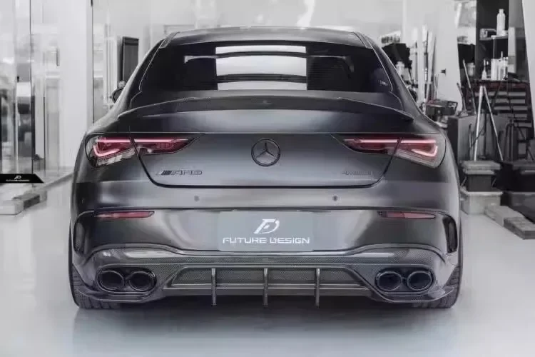 자동차 앞 범퍼 립 리어 디퓨저 스포일러 사이드 스커트 배기 바디 키트, W118 벤츠 CLA45 AMG 2021 2022 2023 리얼 탄소 섬유