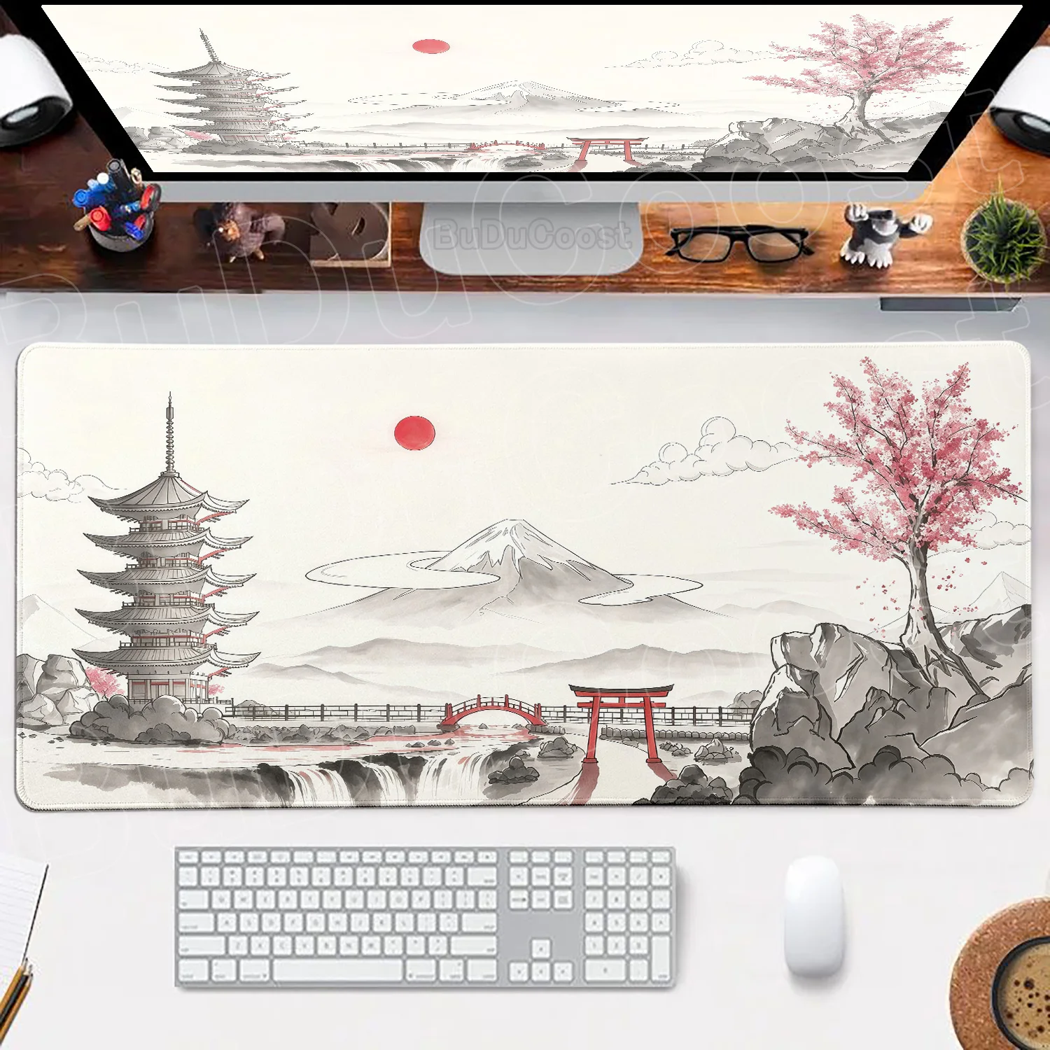 Minimalism Sakura Computer Gaming Keyboard Carpet Kawaii Anime Deskmat Large Office Long Carpet Cherry Blossom Non-slip Mousepad