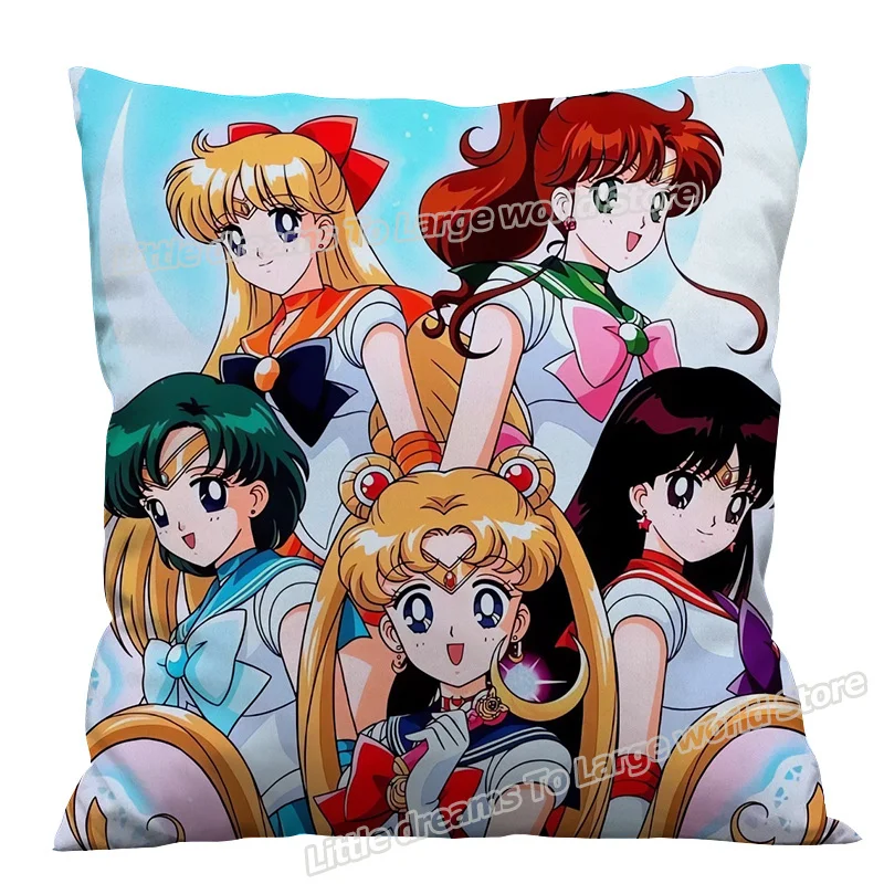 Sailor Moon Cute Cartoon Pillowcase New Decorative Pillowslip Sofa Cushion Covering 45x45 Decoration Nice Style Ornament Gifts