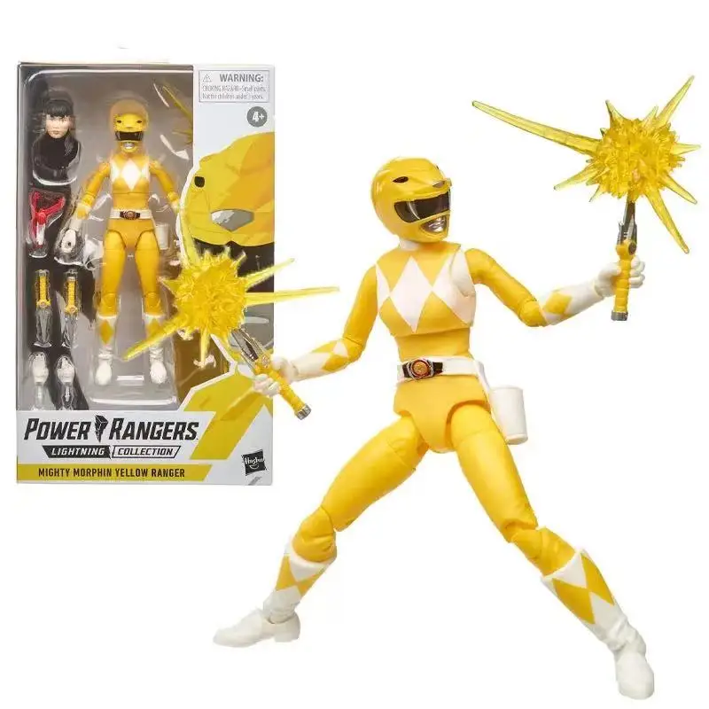 Original 6 Inch Power Rangers Lightning Mighty Morphin Yellow Ranger Action Figure Collection Toy Gifts