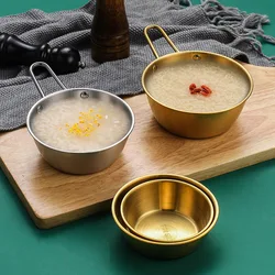 Korean 304 Stainless Steel Rice Wine Bowl Gold Hot Cold Wine Bowl with Handle Food Snack Bowl Western Restaurant Seasoning Bowl