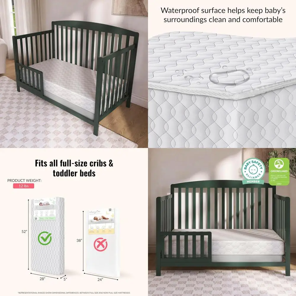 

5" Cozy Cloud 2-in-1 Crib and Toddler Mattress, Dual-Sided - Infants & Toddlers, Breathable & Waterproof, 75% Recycled Fiber, GR