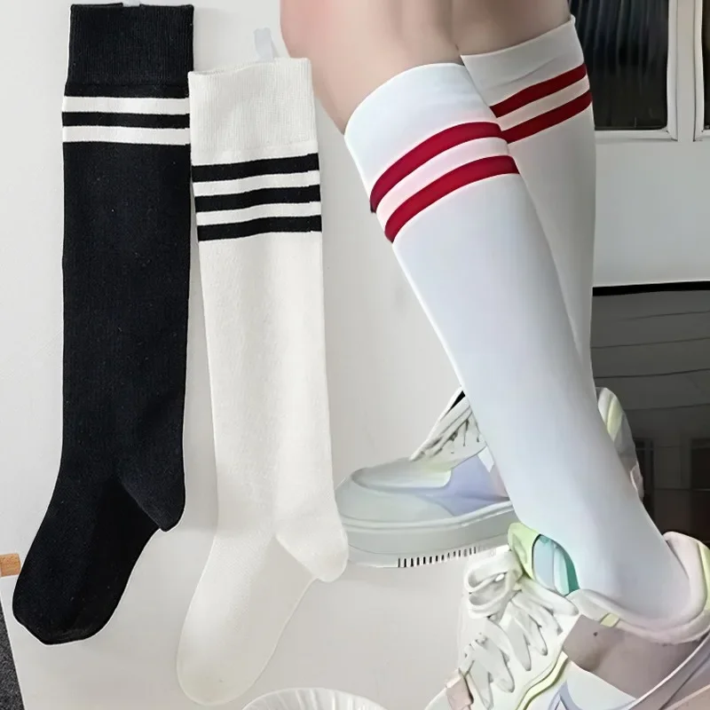 1/3pairs Black White Striped Socks Women Sexy Low Knee Thigh Cotton Mid Tube Short Knee Stockings Ladies Girls Warm Summer Sox