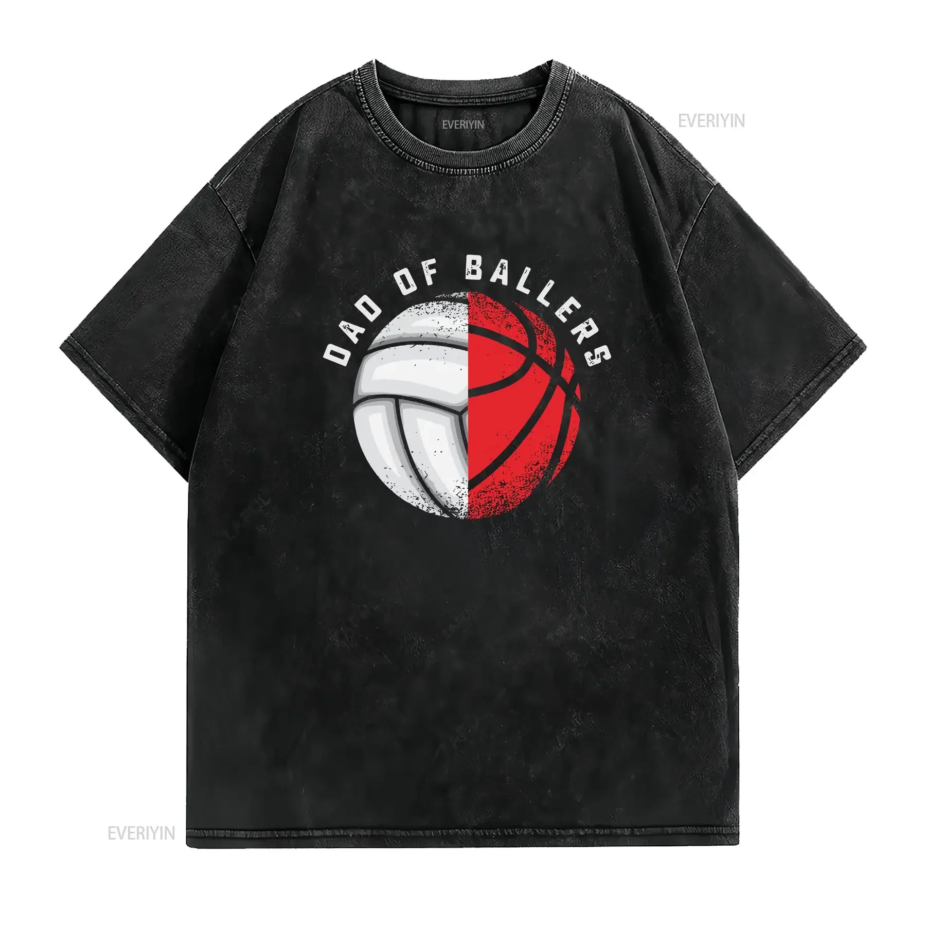 Dad of Ballers T Shirt Volleyball and Basketball  vintage Washed designer clothes Stretched streetwear Breathable