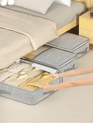 1PC Gray bed bottom visible storage bag, two-way zipper, transparent window, suitable for bed botom storage