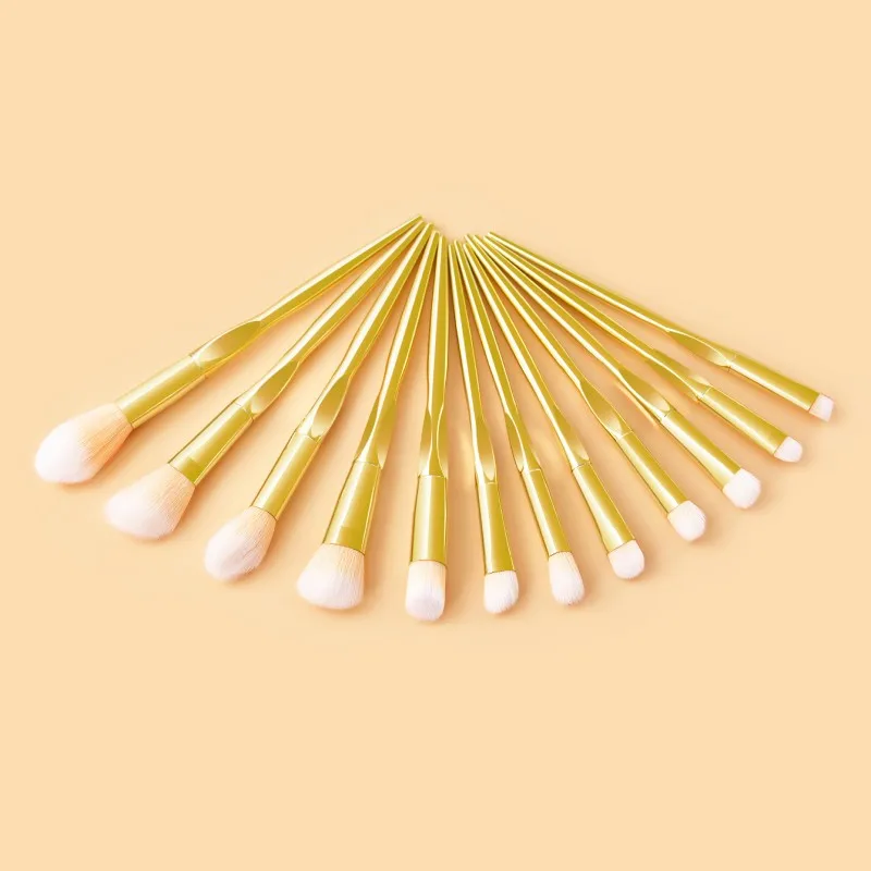 12Pcs Golden Makeup Brush Se Full Face Foudation Blush Eyeshadow Concealers Powder Mineral Eye Beauty Tools