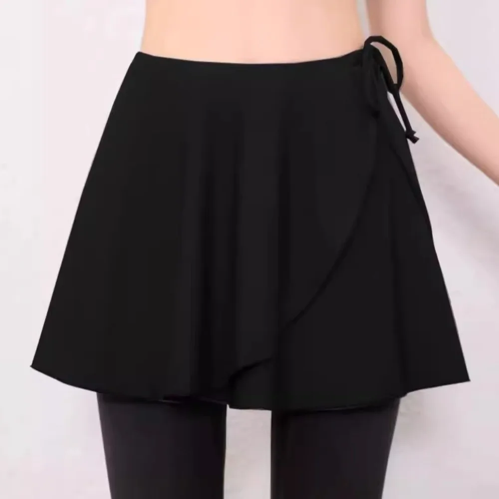 Ice Silk Yoga Short Skirt Quick Dry Adjustable Gym Workout Curtain One-piece Anti-Exposure Ballet Pilates Dance Skirt