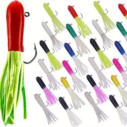 Tube Lure Tube Jig Head, Pre-rigged Tube Lure Soft Plastic Fishing Grub Worm, Tube Lure Hook Bait Tackle for Bass Trout Freshwat