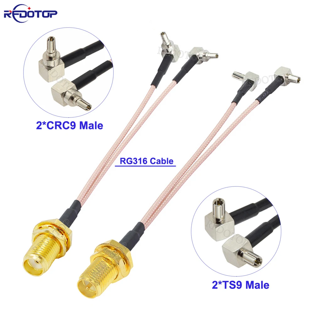 3G/4G Antenna SMA Female to Dual CRC9/TS9 Connector RG316 Y Splitter Combiner RF Coaxial Pigtail Cable for 3G 4G Modem Router