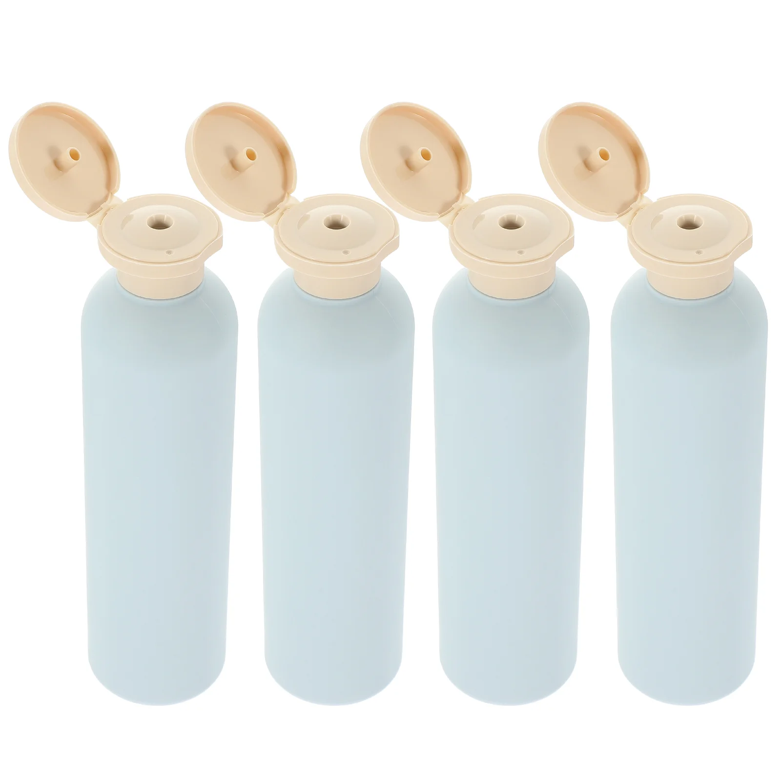 

4 Pcs Light Blue Flip-top Lotion Bottle 260ml Shower Gel Shampoo Restaurant Plastic Bottles Refillable with Cover Lids Hdpe