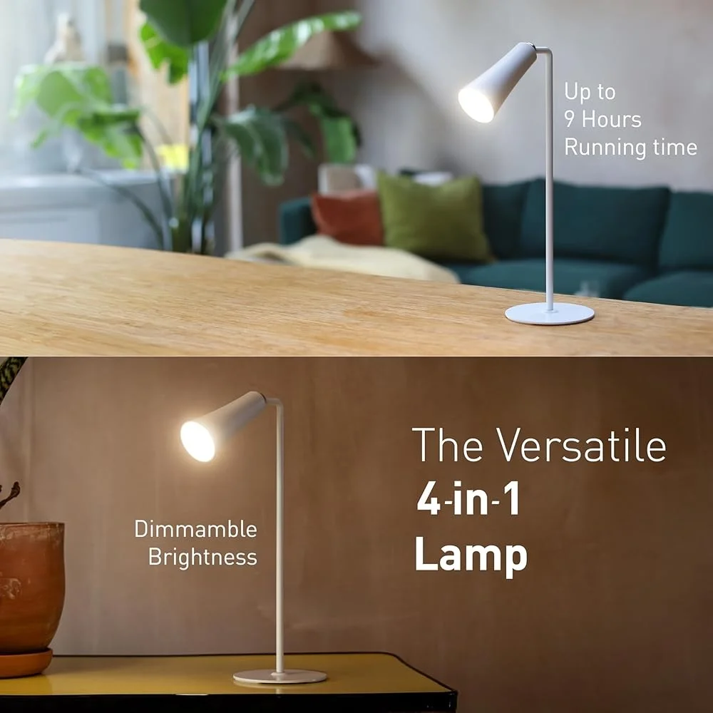 4-in-1 Rechargeable LED Desk Wall Clamp Lamp Flashlight with Magnetic Base 270° Flexible Arm 4-Level Brightness Portable