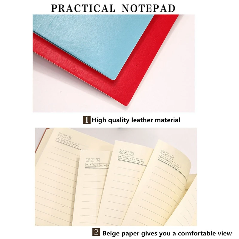 3X 6 Color Random Soft Cover PU Leather Notebook Writing Journal 100 Page Lined Diary Book