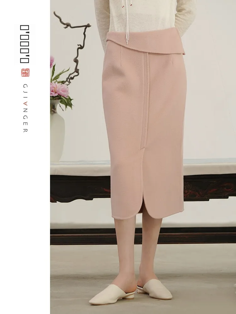 

Оригинальная женская вязаная шерстяная юбка с высокой талией, прямого кроя, утепленная, осенне-зимняя, модная, средней длины