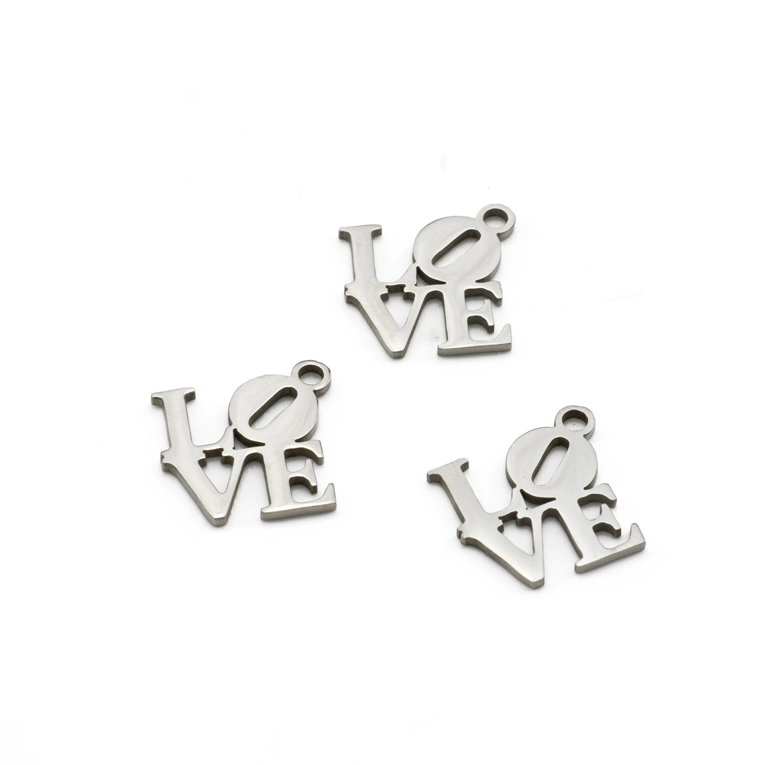 5Pcs Stainless Steel Love Charms Letter Pendants Diy forDIY For Earrings Jewelry Bracelet Necklace Making