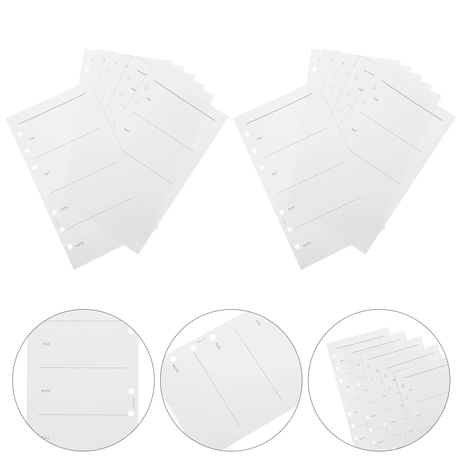 50Sheets A6 Binder Inserts Undated Weekly Planner Refills 6 Ring Loose Leaf Paper Habit Tracker Productivity Organizer Refill