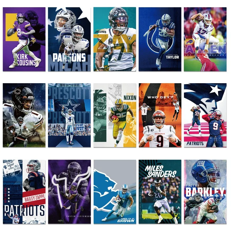 Realistic NFL Super Bowl Player Wall Cards - 30 Pack Realistic Football Star Sports Stickers