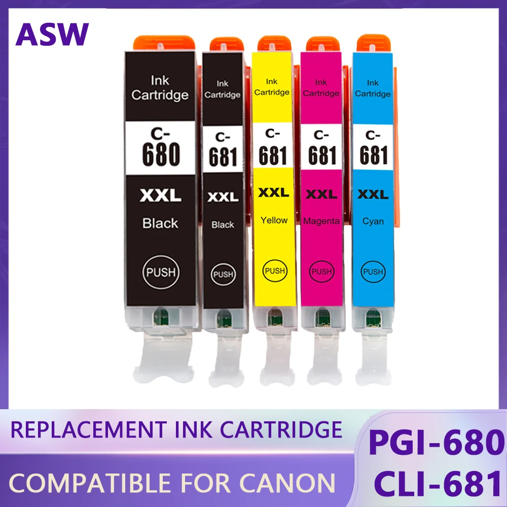 

5Color Compatible for PGI-680 CLI-681 pgi680 cli681 ink cartridge for Canon for PIXMA TR7560 TR8560 TS6160 TS8160 TS9160