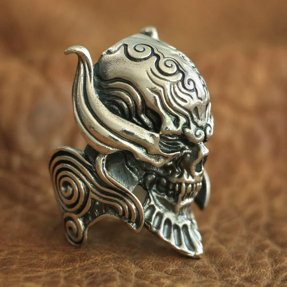 925 Sterling Silver Vampire Skull Ring Biker Punk Jewelry TA103 US Size 7~15