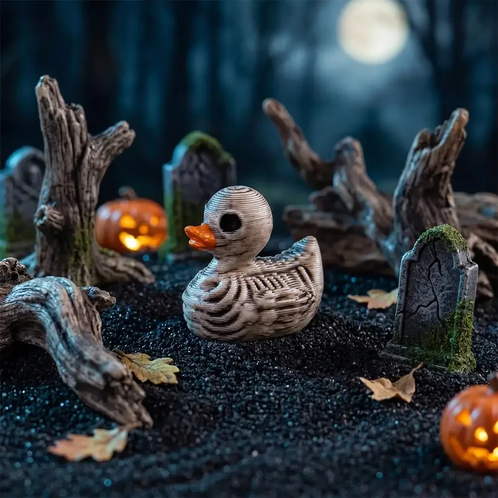 Cute Skeleton Duck - Resin Statue for Halloween, Office, and Party - Compact Desktop Decoration
