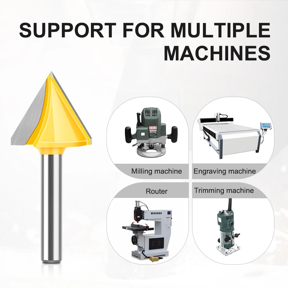 1PC 6mm Shank 90 Degree V-shaped 3D Router Bit Computer Carving Router Bit Woodworking Router Bit V-shaped Milling Cutter