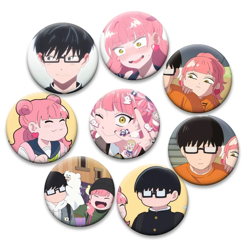 Anime You and Me Are Polar Opposites Pins Yuki Ayase,Makoto Kuga Badge Cute Round Cartoon Brooches for Backpack Accessories Gift