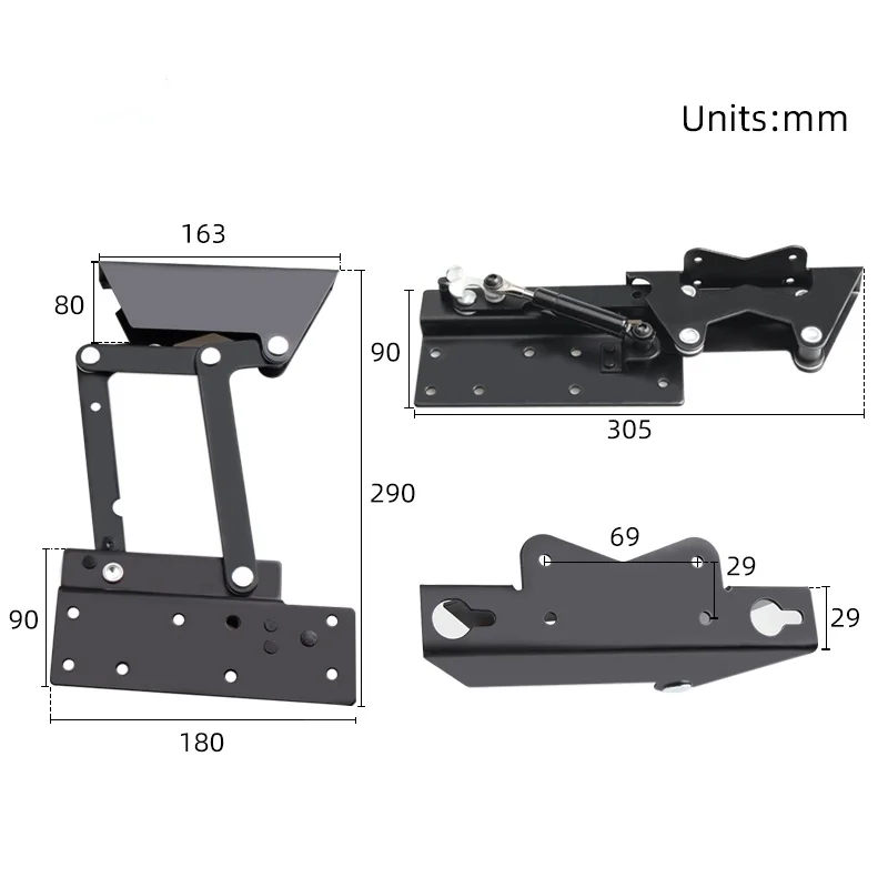 2 szt. Składany stół zawias hydrauliczny składany podnośnik górny mechanizm podnoszący półka na stolik pod komputer zawias sprzęt meblowy